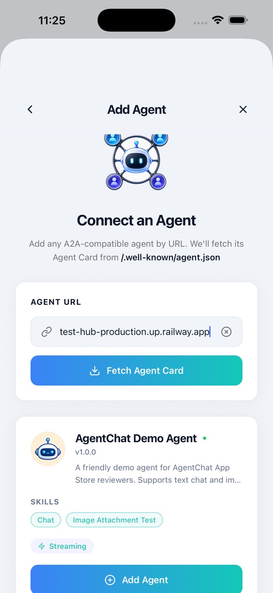 AgentChat Hub light mode screen 1