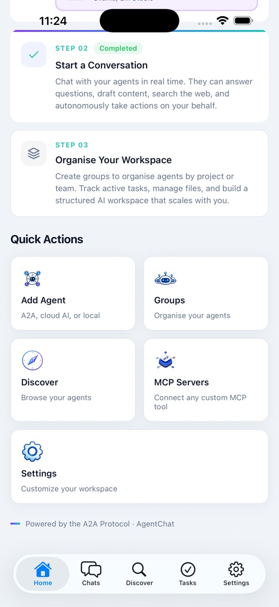 AgentChat Hub light mode screen 3