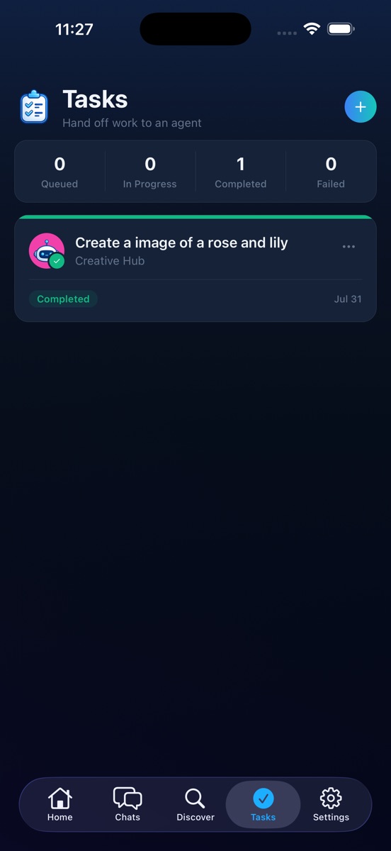 AgentChat Hub dark mode screen 3